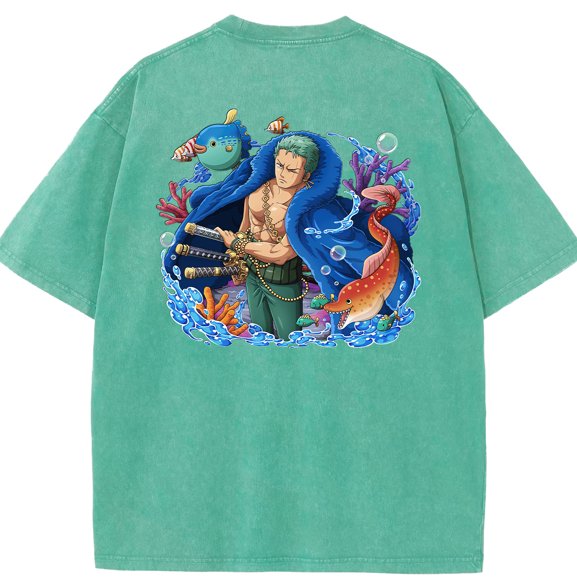 ワンピース ロロノア・ゾロ ONE PIECE Roronoa Zoro 綿100% ヴィンテージ風 半袖Tシャツ（背面プリント）